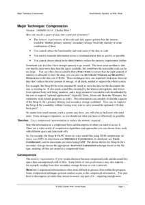 Major Technique: Compression  Small Memory Systems by Weir, Noble Major Technique: Compression Version[removed]:34 - Charles Weir 7