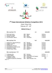 7th Fazaa International Athletics Competition 2015 Dubai, Police Club February 19th – 26th RESULTS Daym men final T35 1.