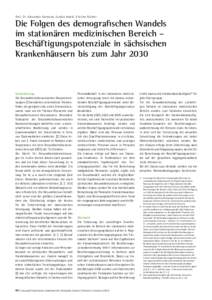 Prof. Dr. Alexander Karmann, Sophia Andrä, Kristina Richter  Die Folgen des demografischen Wandels im stationären medizinischen Bereich – Beschäftigungspotenziale in sächsischen Krankenhäusern bis zum Jahr 2030