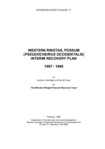 Interim Recovery Plan - Western Ringtail