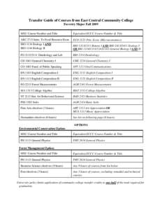 Transfer Guide of Courses from East Central Community College Forestry Major Fall 2009 MSU Course Number and Title  Equivalent ECCC Course Number & Title