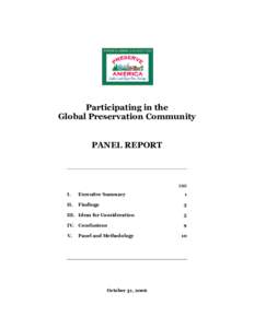 Participating in the Global Preservation Community PANEL REPORT page