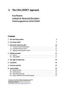 6  The LDA+DMFT Approach Eva Pavarini Institute for Advanced Simulation Forschungszentrum Julich