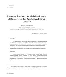 KALATHOSRevista del S.A.E.T. Propuesta de una territorialidad étnica para el Bajo Aragón: Los Ausetanos del Ebro u Ositanos1