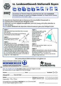 10. Landeswettbewerb Mathematik Bayern  M A T H E M A T 2007