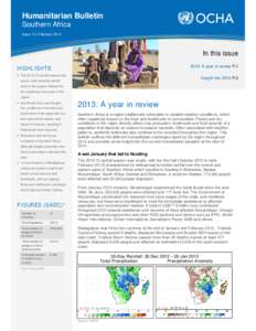 Humanitarian Bulletin Southern Africa Issue 14 | February 2014 In this issue 2013: A year in review P.1