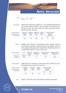 Adhoc Arcolaser range face material  technical features