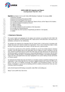 UKRA  UKRA AGM 2013 Agenda and Report 31st January 2014