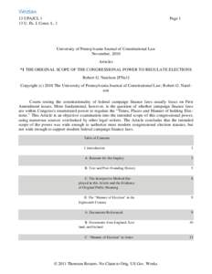 13 UPAJCL 1 13 U. Pa. J. Const. L. 1 Page 1  University of Pennsylvania Journal of Constitutional Law