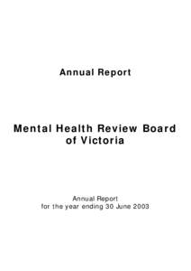 Annual Report  Mental Health Review Board of Victoria  Annual Report