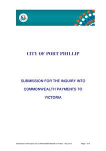 CITY OF PORT PHILLIP  SUBMISSION FOR THE INQUIRY INTO COMMONWEALTH PAYMENTS TO VICTORIA