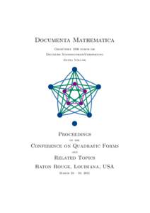 Documenta Mathematica Gegr¨ undet 1996 durch die Deutsche Mathematiker-Vereinigung Extra Volume