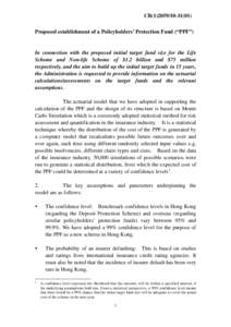 CB[removed]) Proposed establishment of a Policyholders’ Protection Fund (“PPF”) In connection with the proposed initial target fund size for the Life Scheme and Non-life Scheme of $1.2 billion and $75 millio