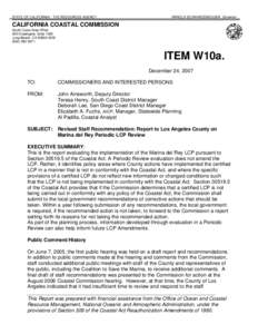 STATE OF CALIFORNIA - THE RESOURCES AGENCY  ARNOLD SCHWARZENEGGER, Governor CALIFORNIA COASTAL COMMISSION South Coast Area Office