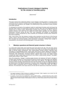Implications of recent changes in banking for the conduct of monetary policy - BIS Papers No 28, part 6, August 2006
