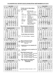 CALENDARIO DEL DISTRITO ESCOLAR MOUNTAIN VIEW WHISMAN[removed]Julio 2014 S M