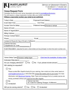 Venue Request Form - Marylhurst University