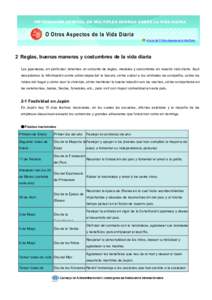 INFORMACIÓN GENERAL EN MÚLTIPLES IDIOMAS SOBRE LA VIDA DIARIA  O Otros Aspectos de la Vida Diaria Al inicio del O Otros Aspectos de la Vida Diaria  2 Reglas, buenas maneras y costumbres de la vida diaria