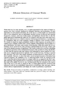 JOURNAL OF COMPUTATIONAL BIOLOGY Volume 7, Numbers 1/2, 2000 Mary Ann Liebert, Inc. Pp. 71–94  Ef cient Detection of Unusual Words