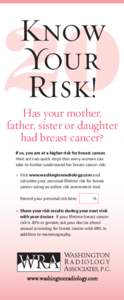 Know Your Risk! 20 Has your mother,