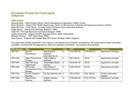 European Fisheries Fund panel minutes: 26 March 2014