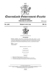 [567]  Queensland Government Gazette Extraordinary PUBLISHED BY AUTHORITY Vol. 366]