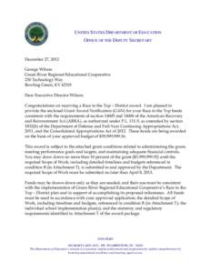 UNITED STATES DEPARTMENT OF EDUCATION OFFICE OF THE DEPUTY SECRETARY December 27, 2012 George Wilson Green River Regional Educational Cooperative