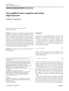 Colloid Polym Sci DOIs00396SHORT COMMUNICATION  The modified Cassie’s equation and contact