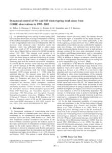 GEOPHYSICAL RESEARCH LETTERS, VOL. 30, NO. 11, 1583, doi:2002GL016799, 2003  Dynamical control of NH and SH winter/spring total ozone from GOME observations in 1995–2002 M. Weber, S. Dhomse, F. Wittrock, A. Ric