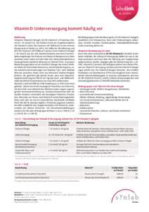 labolink NrVitamin D-Unterversorgung kommt häufig vor Einführung Schwerer Vitamin D-Mangel (25-OH-Vitamin D / 25-Hydroxy-Vitamin D < 25 nmol/l) ist bei Kindern Dank der Supplementation