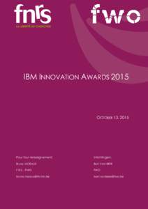 IBM INNOVATION AWARDSOCTOBER 13, 2015 Pour tout renseignement: