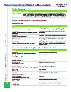 Virginia Seafood Agricultural Research and Extension Center Physical Resources Land and Facilities Land and Facilities  Description