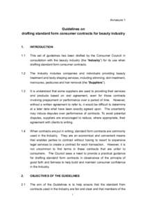 Annexure 1  Guidelines on drafting standard form consumer contracts for beauty industry  1.