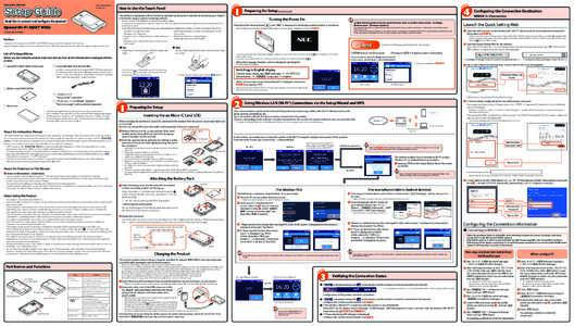 Instruction Manual  NWA-A02873October, 2017  How to Use the Touch Panel