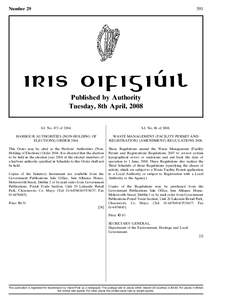 Number[removed]Published by Authority Tuesday, 8th April, 2008