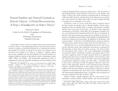 Edward N. Zalta  Natural Numbers and Natural Cardinals as Abstract Objects: A Partial Reconstruction of Frege’s Grundgesetze in Object Theory∗ Edward N. Zalta†
