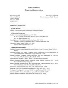 CURRICULUM VITAE  François Guimbretière 301 College Avenue Information Science Cornell University