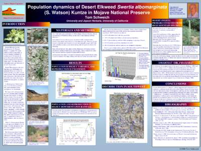 Eastern Mojave Vegetation  Population dynamics of Desert Elkweed Swertia albomarginata (S. Watson) Kuntze in Mojave National Preserve Tom Schweich