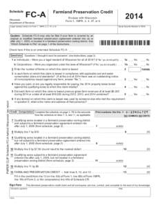 2014 I025a Wisconsin Schedule FC-A, Farmland Preservation Credit