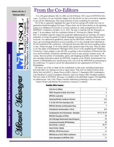 Volume 39, No. 1  Mitesol Messages MICHIGAN TEACHERS OF ENGLISH SPEAKERS OF OTHER LANGUANGES