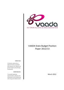Microsoft Word - VAADA 12_13 STATE BUDGET SUBMISSION_FINAL