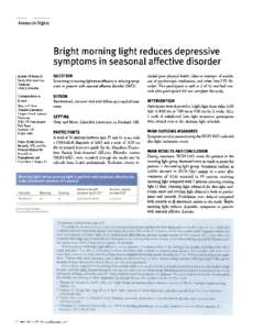 ........................................  Research Digest Bright morning light reduces depressive symptoms in seasonal affective disorder