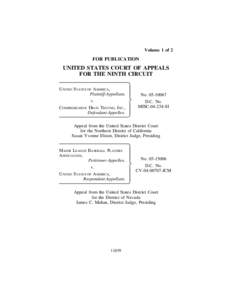 Volume 1 of 2  FOR PUBLICATION UNITED STATES COURT OF APPEALS FOR THE NINTH CIRCUIT