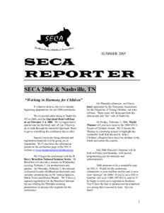 SUMMER[removed]SECA REPORT ER SECA 2006 & Nashville, TN “Working in Harmony for Children”