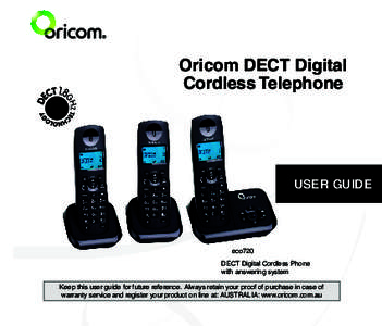 Oricom DECT Digital Cordless Telephone USER GUIDE  eco720