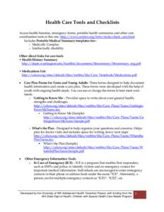 Microsoft Word - Health Care Tools and Checklists.docx