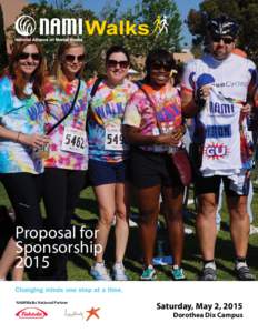 Proposal for Sponsorship 2015 NAMIWalks National Partner  Saturday, May 2, 2015