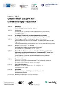 Programm 7. JuliUnternehmen steigern ihre DienstleistungsproduktivitätUhr