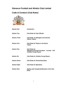 Glenavon Football and Athletic Club Limited Code of Conduct (Club Rules) Section One  Introduction