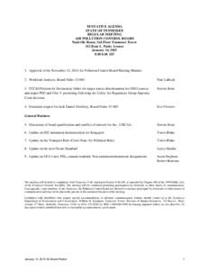 TENTATIVE AGENDA STATE OF TENNESSEE REGULAR MEETING AIR POLLUTION CONTROL BOARD Nashville Room, 3rd Floor Tennessee Tower 312 Rosa L. Parks Avenue